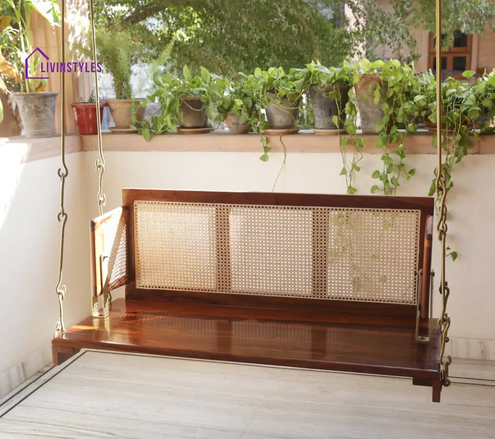 Vivaan Solid Sheesham Wood Swing/Jhula for Living Room | Balcony | Lounge Area
