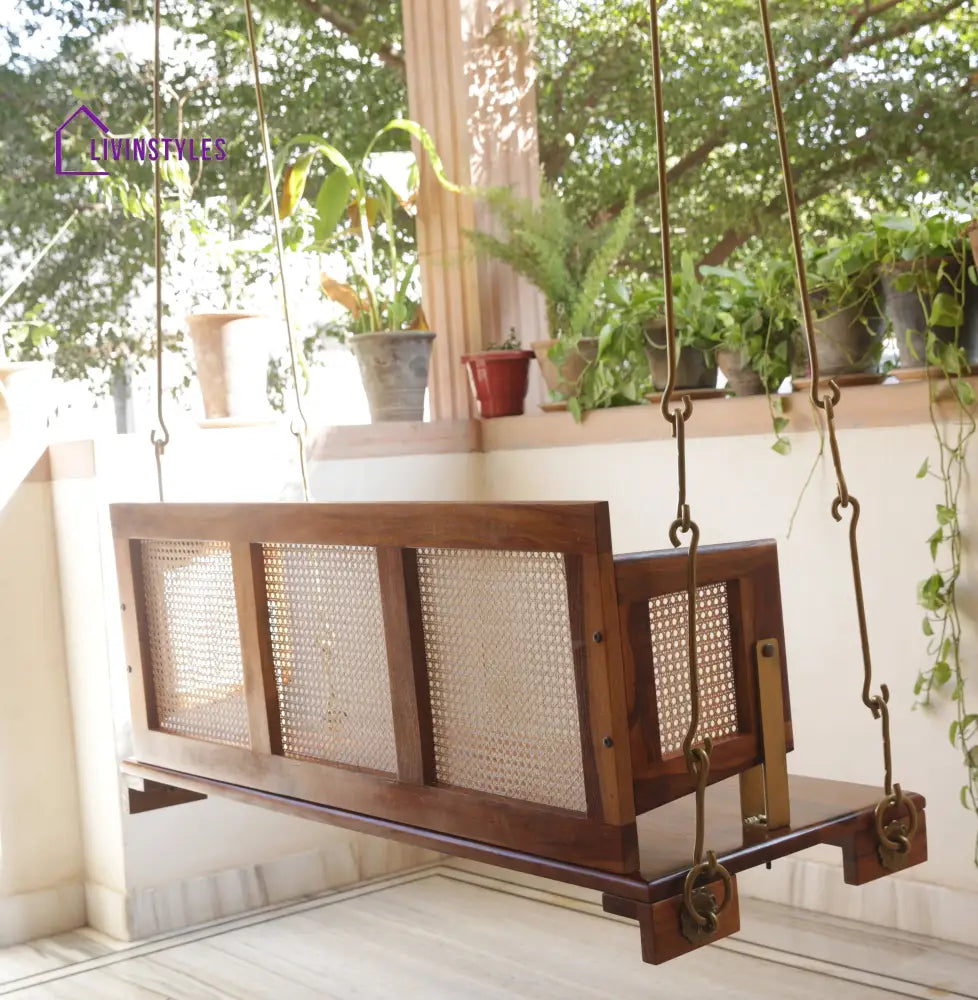 Vivaan Solid Sheesham Wood Swing/Jhula for Living Room | Balcony | Lounge Area