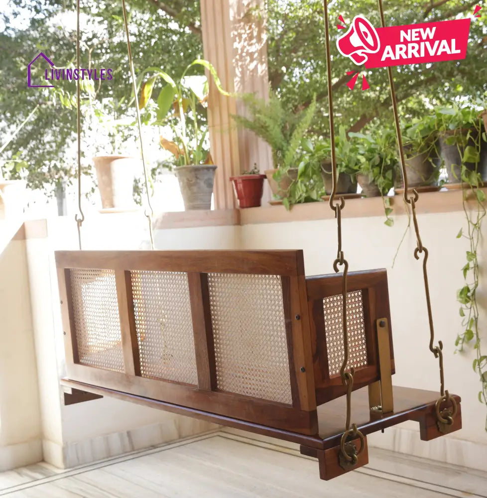 Vivaan Solid Sheesham Wood Swing/Jhula for Living Room | Balcony | Lounge Area