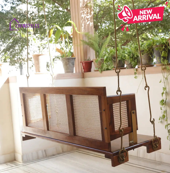 Vivaan Solid Sheesham Wood Swing/Jhula for Living Room | Balcony | Lounge Area