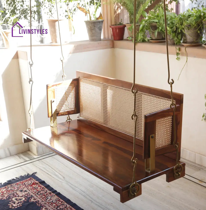 Vivaan Solid Sheesham Wood Swing/Jhula for Living Room | Balcony | Lounge Area