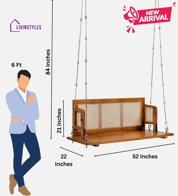 Vivaan Solid Sheesham Wood Swing/Jhula for Living Room | Balcony | Lounge Area