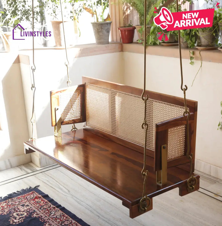 Vivaan Solid Sheesham Wood Swing/Jhula for Living Room | Balcony | Lounge Area