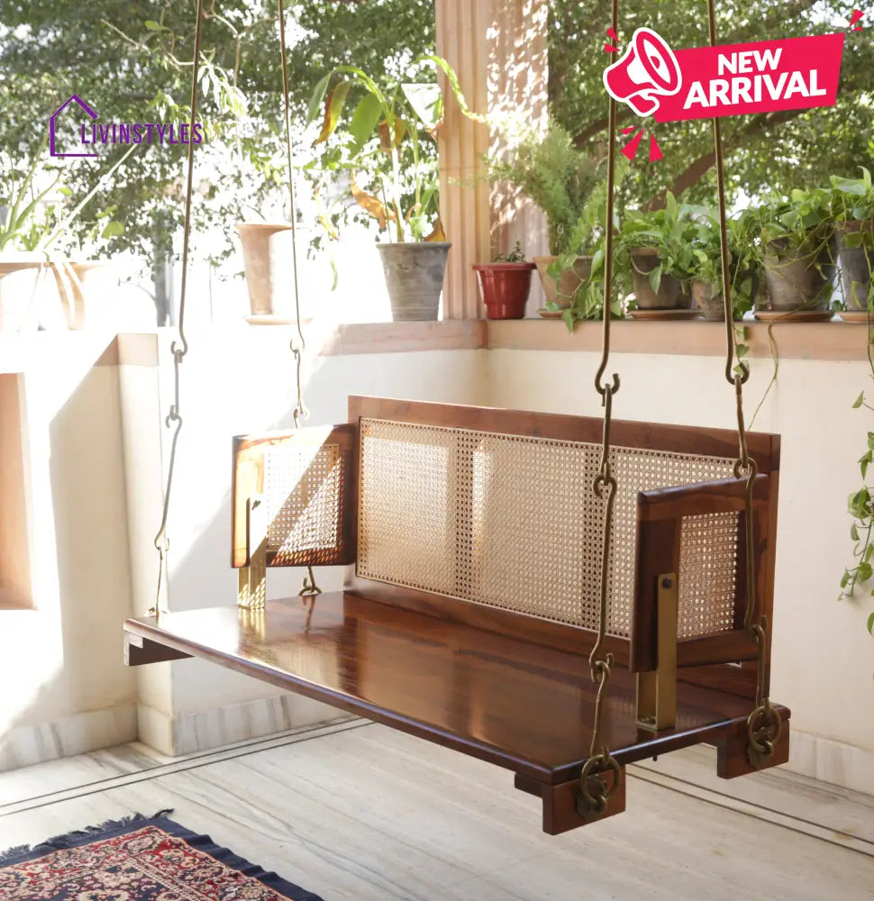 Vivaan Solid Sheesham Wood Swing/Jhula for Living Room | Balcony | Lounge Area