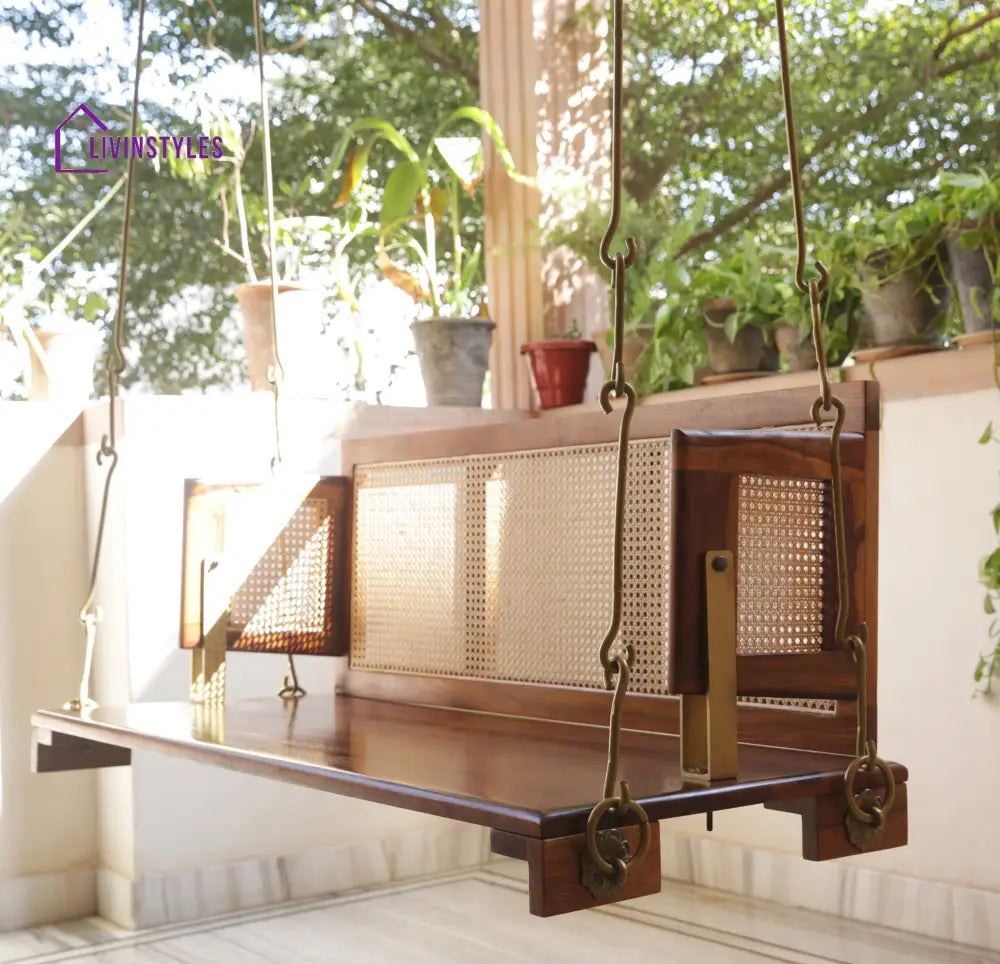 Vivaan Solid Sheesham Wood Swing/Jhula for Living Room | Balcony | Lounge Area