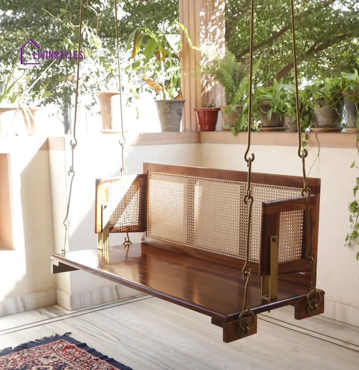 Vivaan Solid Sheesham Wood Swing/Jhula for Living Room | Balcony | Lounge Area