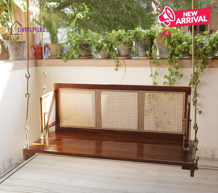 Vivaan Solid Sheesham Wood Swing/Jhula for Living Room | Balcony | Lounge Area