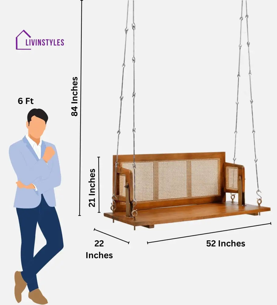 Vivaan Solid Sheesham Wood Swing/Jhula for Living Room | Balcony | Lounge Area