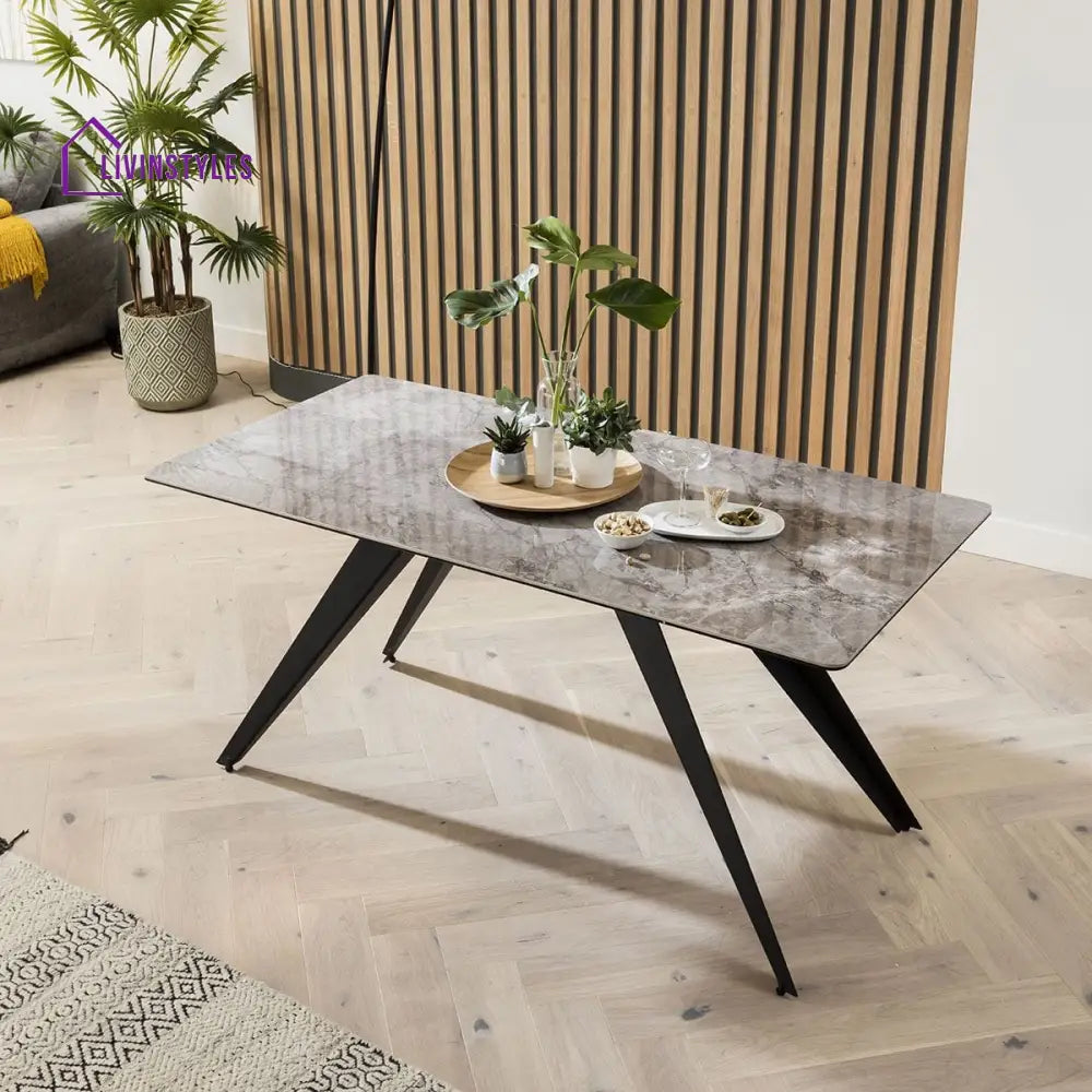 Vladilena Ceramic Marble Corner Bench Dining Set Grey LT Dining Room / Dining Sets
