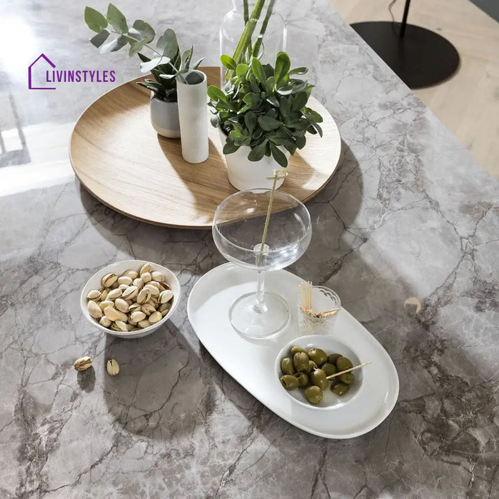 Vladilena Ceramic Marble Corner Bench Dining Set Grey LT Dining Room / Dining Sets