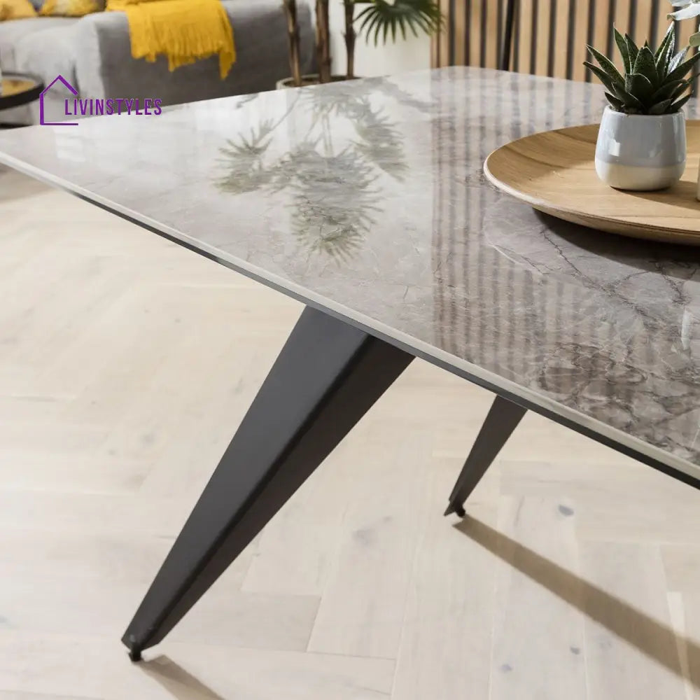 Vladilena Ceramic Marble Corner Bench Dining Set Grey LT Dining Room / Dining Sets
