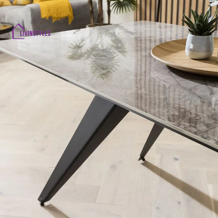 Vladilena Ceramic Marble Corner Bench Dining Set Grey LT Dining Room / Dining Sets