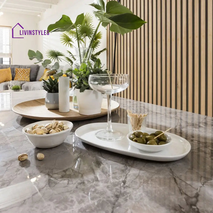 Vladilena Ceramic Marble Corner Bench Dining Set Grey LT Dining Room / Dining Sets