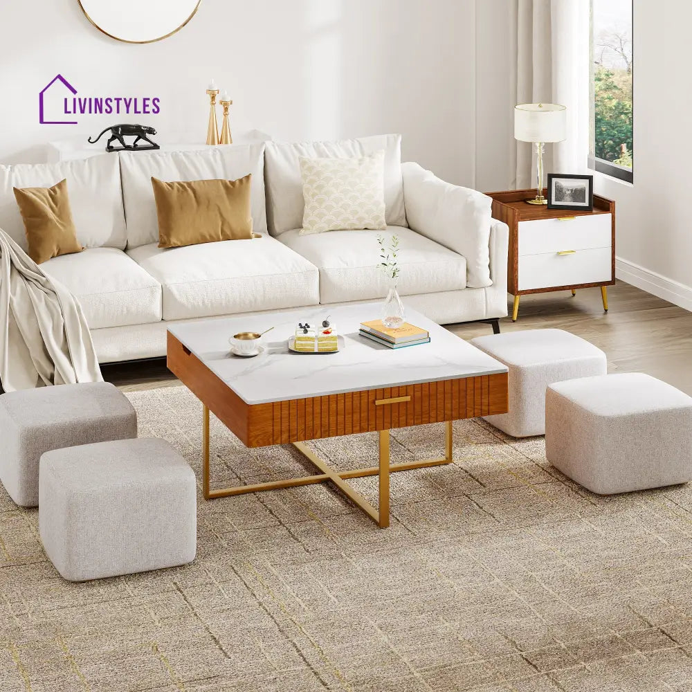 Vladimir Nesting Centre Tables with Seating | Wooden Coffee Table for Living Room Centre Tables
