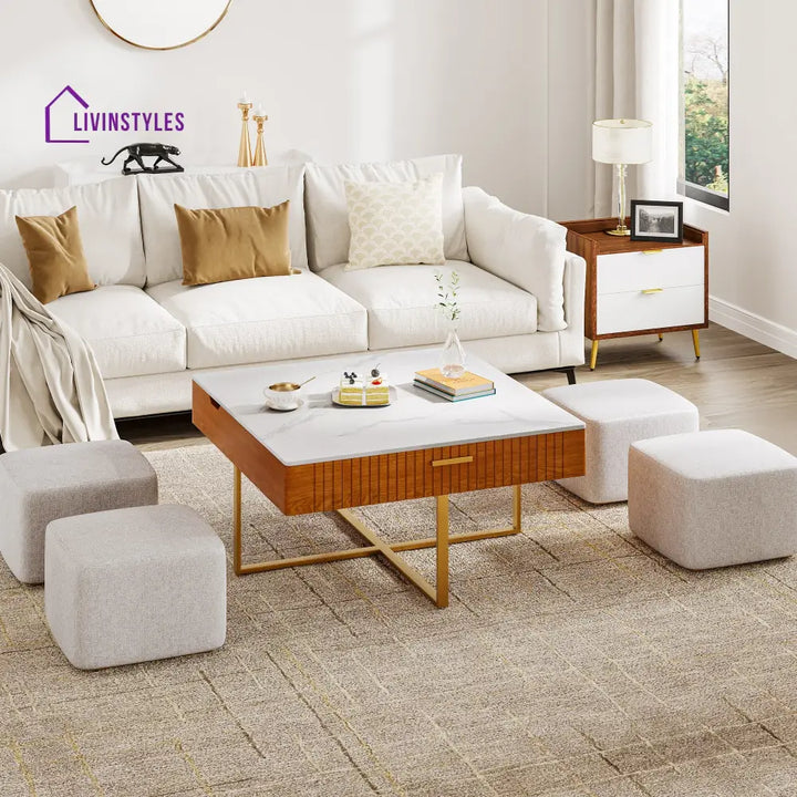 Vladimir Nesting Centre Tables with Seating | Wooden Coffee Table for Living Room Centre Tables