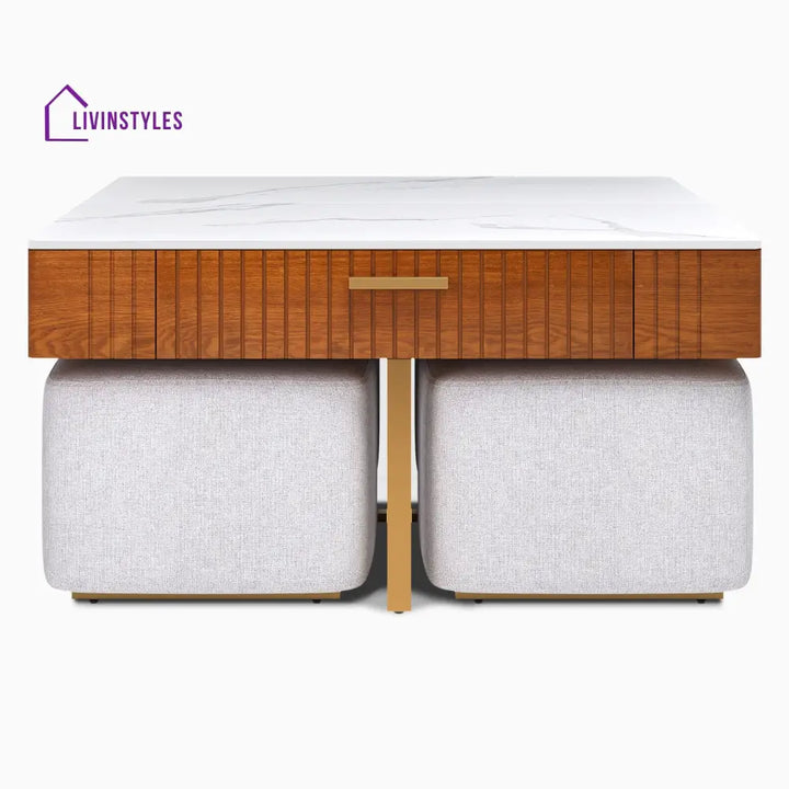 Vladimir Nesting Centre Tables with Seating | Wooden Coffee Table for Living Room Centre Tables