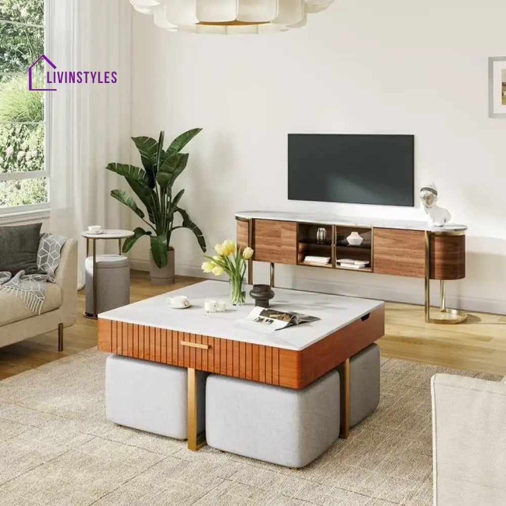 Vladimir Nesting Centre Tables with Seating | Wooden Coffee Table for Living Room Centre Tables