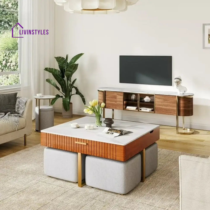 Vladimir Nesting Centre Tables with Seating | Wooden Coffee Table for Living Room Centre Tables