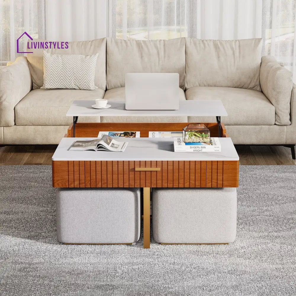 Vladimir Nesting Centre Tables with Seating | Wooden Coffee Table for Living Room Centre Tables