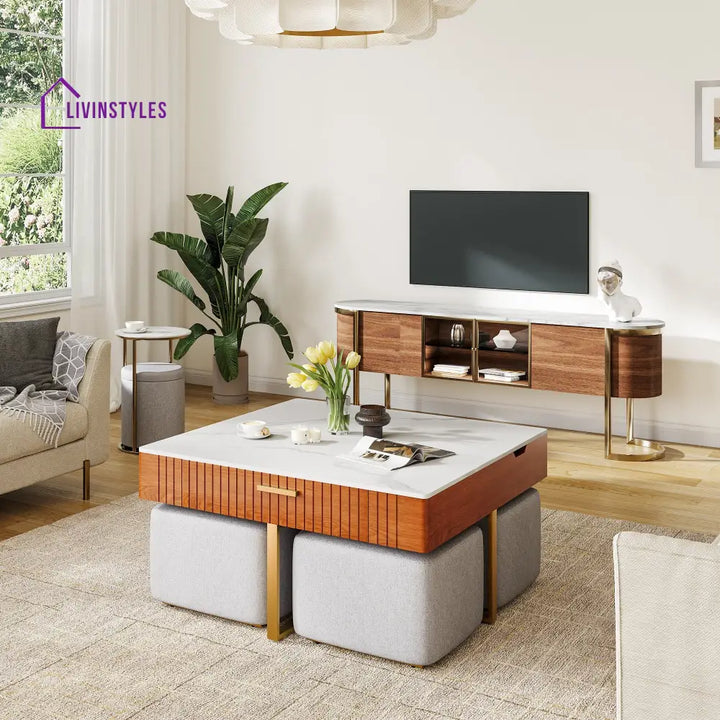Vladimir Nesting Centre Tables with Seating | Wooden Coffee Table for Living Room Centre Tables