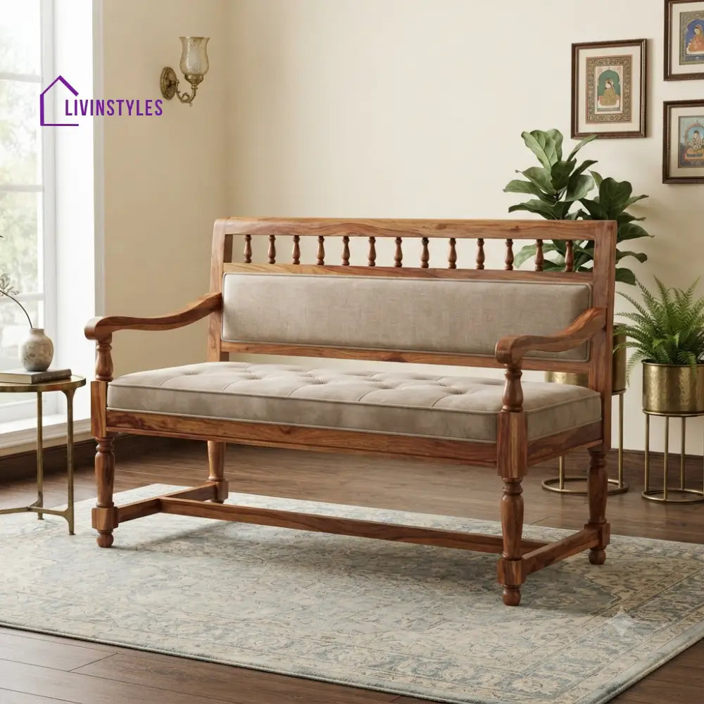 Volga Wooden Bench for Living Room | Bedroom | Extra Seating