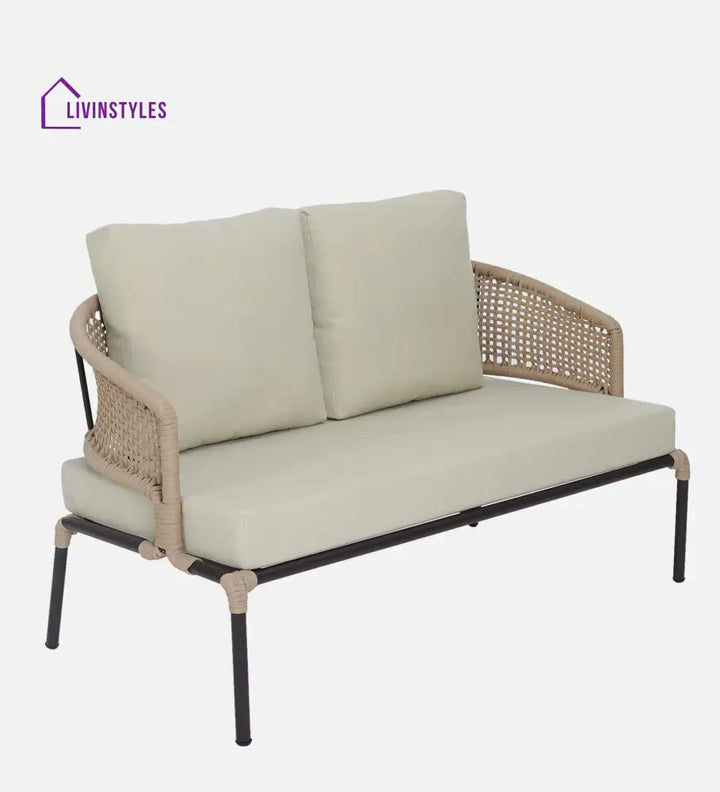 Volker Outdoor Sofa Set 2 Seater 2 Single seater and 1 Center Table (Natural) Braided & Rope - Sofa Sets