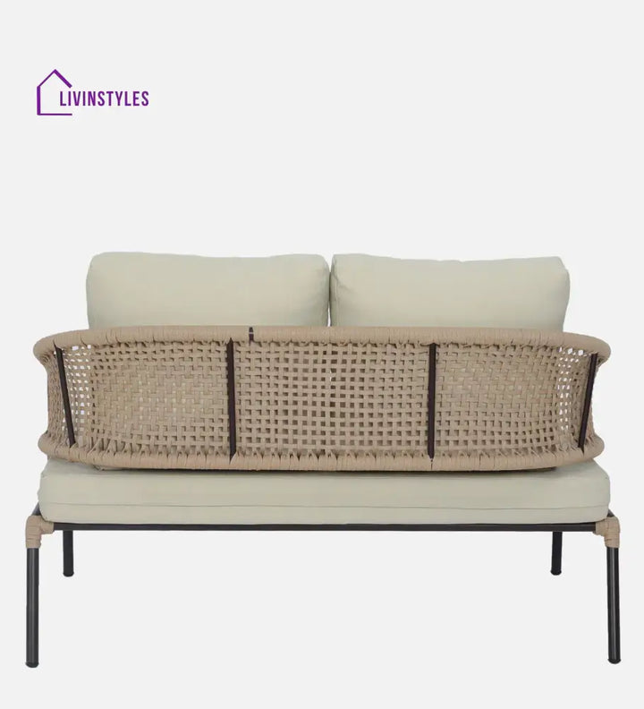 Volker Outdoor Sofa Set 2 Seater 2 Single seater and 1 Center Table (Natural) Braided & Rope - Sofa Sets