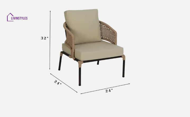 Volker Outdoor Sofa Set 2 Seater 2 Single seater and 1 Center Table (Natural) Braided & Rope - Sofa Sets