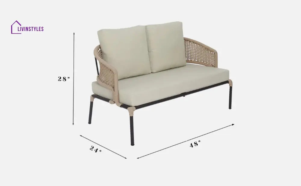 Volker Outdoor Sofa Set 2 Seater 2 Single seater and 1 Center Table (Natural) Braided & Rope - Sofa Sets