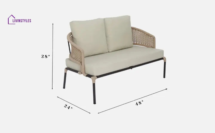 Volker Outdoor Sofa Set 2 Seater 2 Single seater and 1 Center Table (Natural) Braided & Rope - Sofa Sets