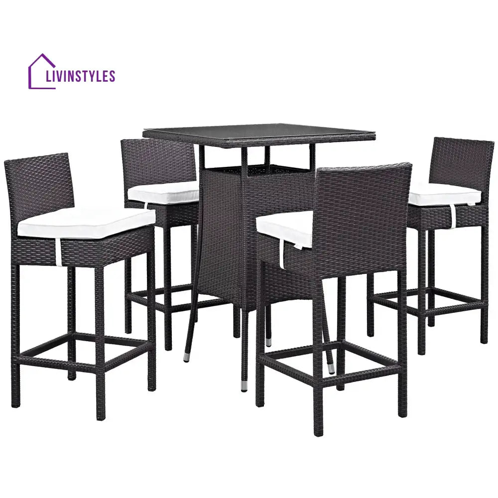 Volta Outdoor Patio Bar Sets 4 Chairs and 1 Table (Dark Brown) - Bar Sets
