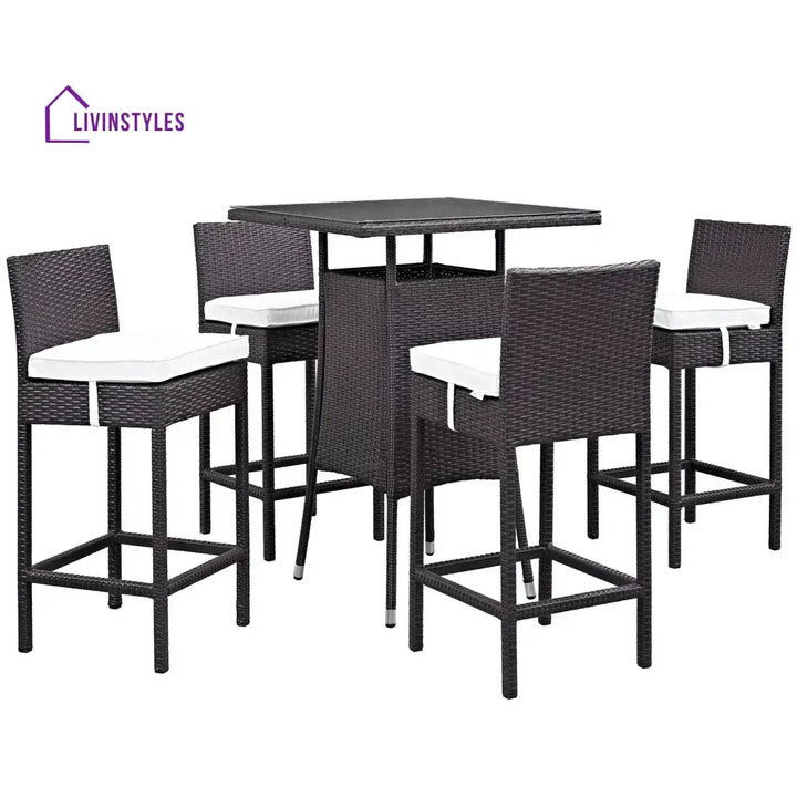 Volta Outdoor Patio Bar Sets 4 Chairs and 1 Table (Dark Brown) - Bar Sets