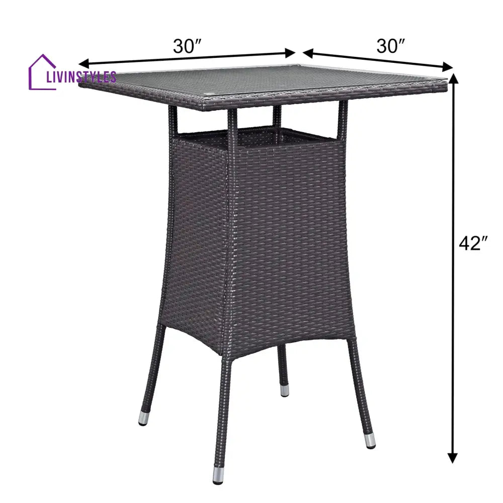 Volta Outdoor Patio Bar Sets 4 Chairs and 1 Table (Dark Brown) - Bar Sets