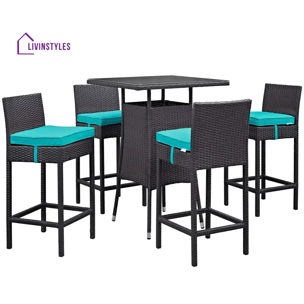 Volta Outdoor Patio Bar Sets 4 Chairs and 1 Table (Dark Brown) - Bar Sets