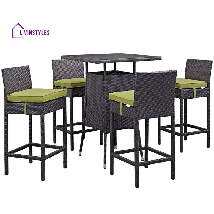 Volta Outdoor Patio Bar Sets 4 Chairs and 1 Table (Dark Brown) - Bar Sets