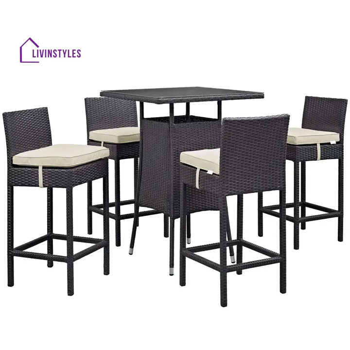 Volta Outdoor Patio Bar Sets 4 Chairs and 1 Table (Dark Brown) - Bar Sets