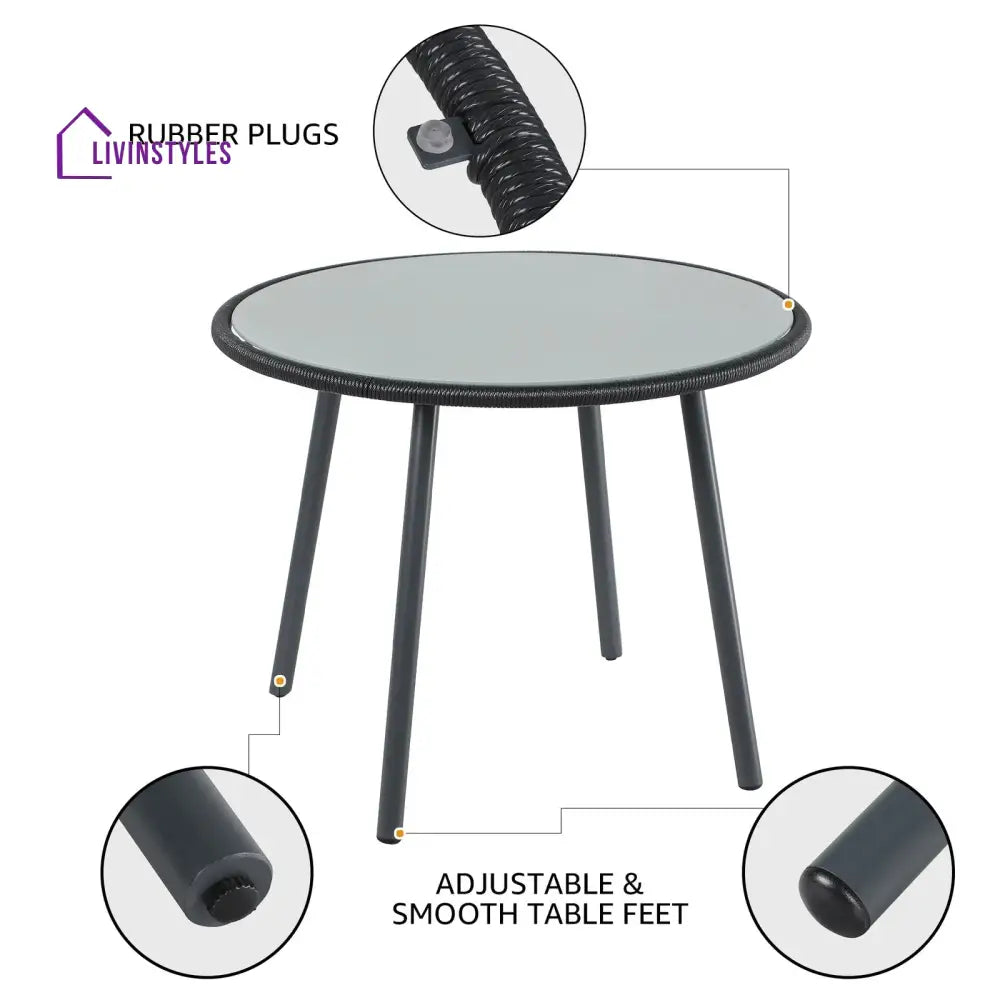 Votion Outdoor Patio Seating Set 4 Chairs and 1 Table Set (Black) - Coffee Table Sets