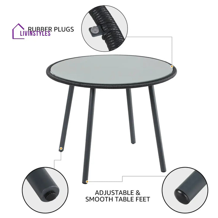 Votion Outdoor Patio Seating Set 4 Chairs and 1 Table Set (Black) - Coffee Table Sets