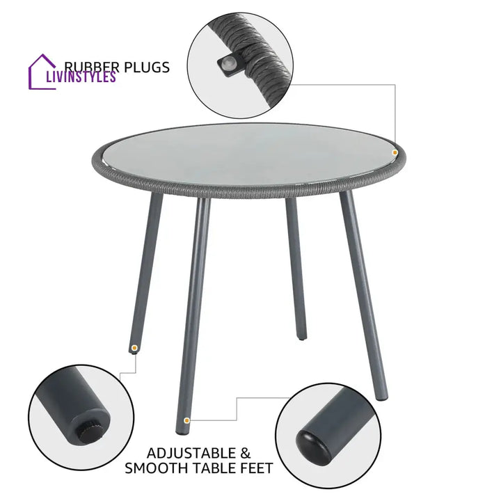 Votion Outdoor Patio Seating Set 4 Chairs and 1 Table Set (Grey) - Coffee Table Sets
