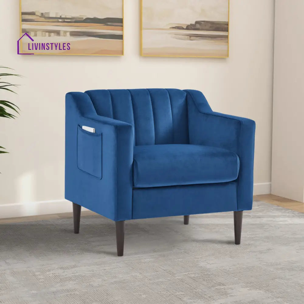 Vrishti Solid Wood and Fabric Arm Chair | Living Room Chair | Lounge Chair