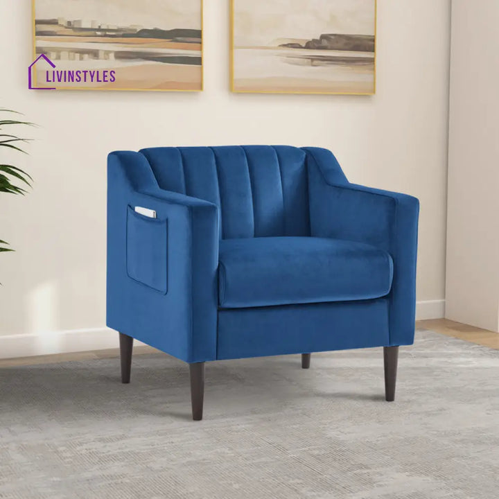 Vrishti Solid Wood and Fabric Arm Chair | Living Room Chair | Lounge Chair