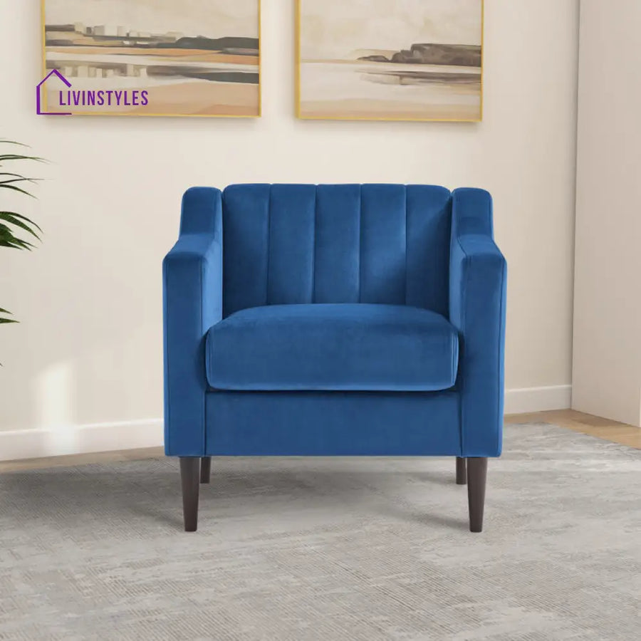 Vrishti Solid Wood and Fabric Arm Chair | Living Room Chair | Lounge Chair