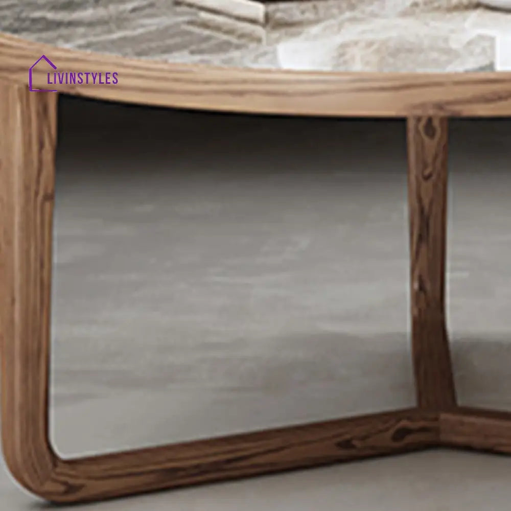 Vrishti Wooden Frame and Ceramic Marble Top Coffee Table for Living Room