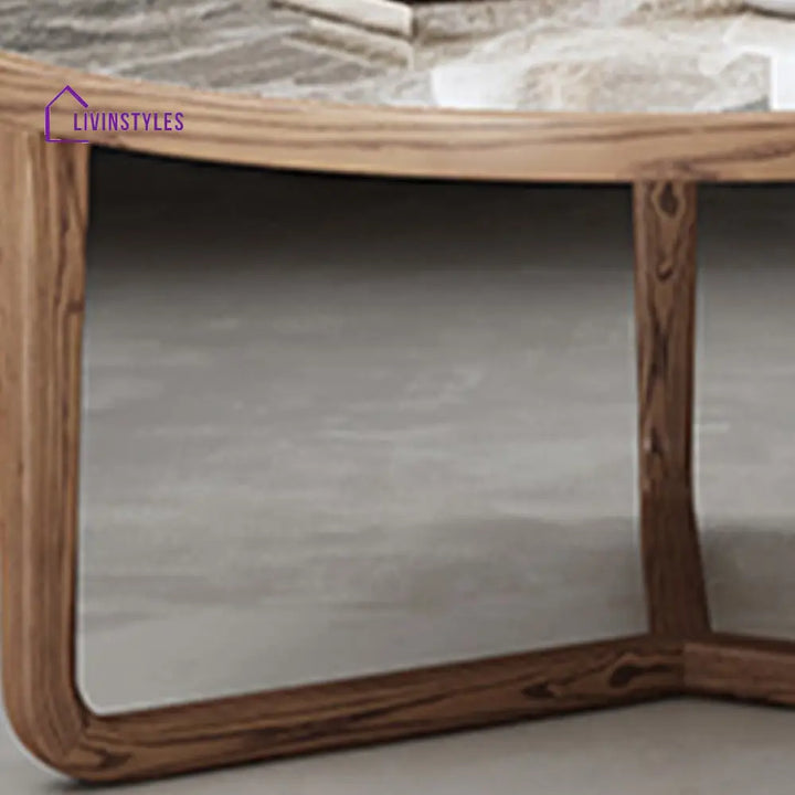 Vrishti Wooden Frame and Ceramic Marble Top Coffee Table for Living Room