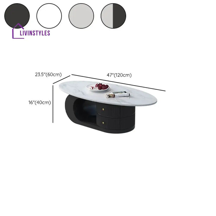 Vritika Stainless Steel Frame Coffee Table in Cream White Finish for Living Room - Single Big Table