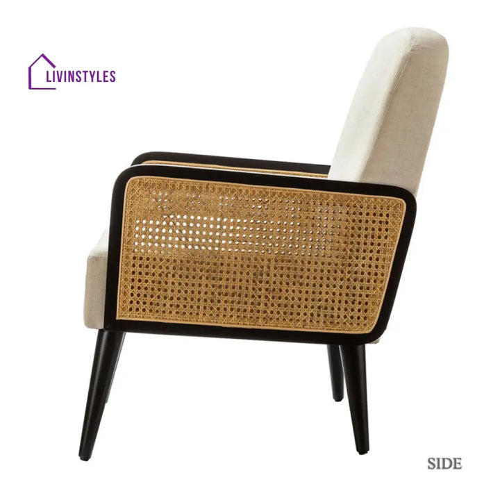 Vritti Solid Wood and Fabric Arm Chair | Living Room Chair | Lounge Chair