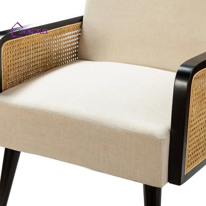 Vritti Solid Wood and Fabric Arm Chair | Living Room Chair | Lounge Chair