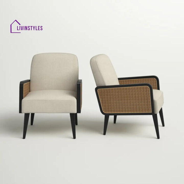 Vritti Solid Wood and Fabric Arm Chair | Living Room Chair | Lounge Chair