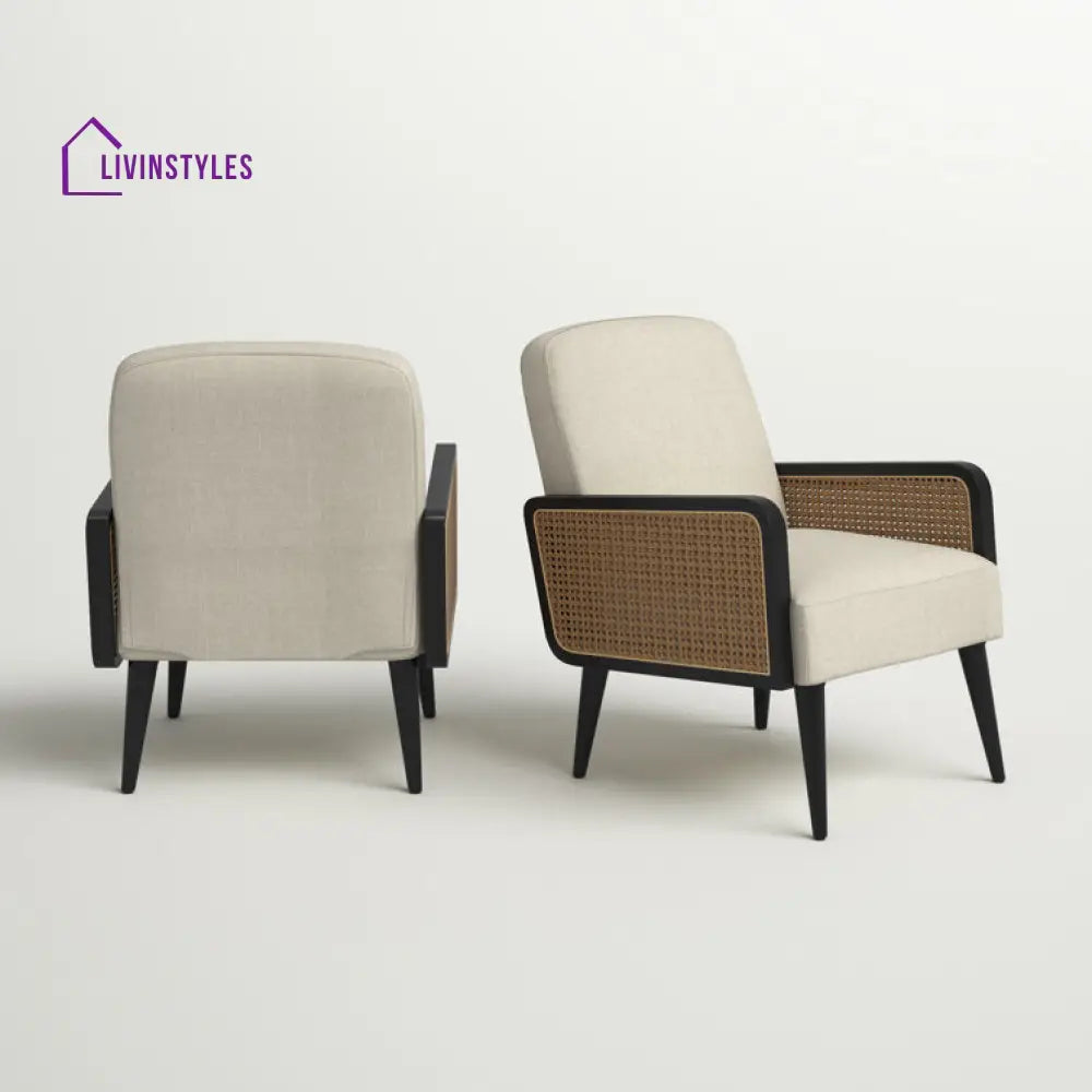 Vritti Solid Wood and Fabric Arm Chair | Living Room Chair | Lounge Chair