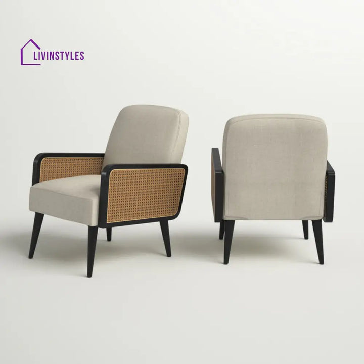 Vritti Solid Wood and Fabric Arm Chair | Living Room Chair | Lounge Chair
